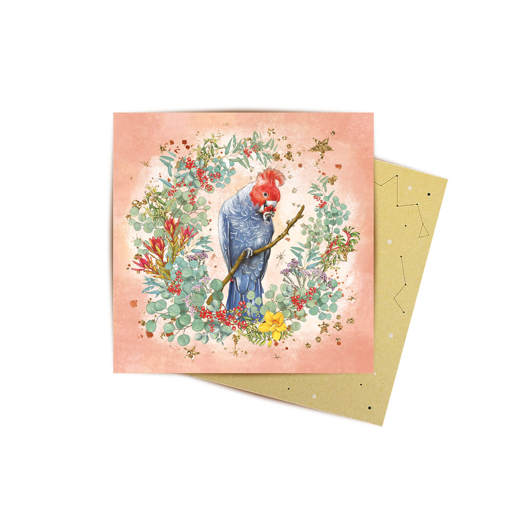 Mini Card Cockatoo Love Wreath
