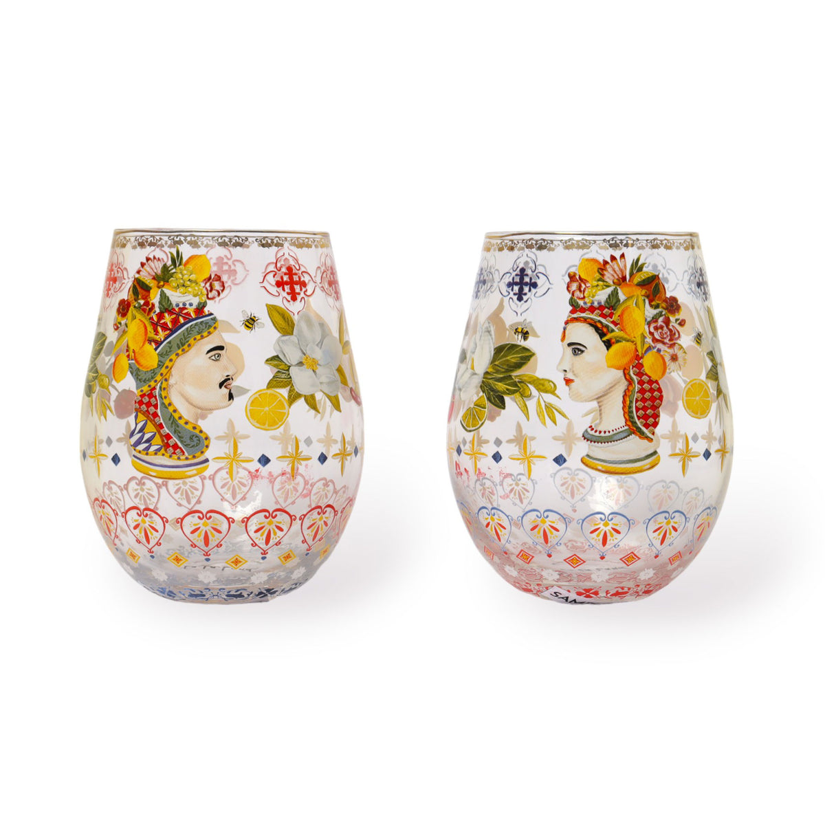 Glass Tumbler Large Set Italian Summer (Set of 2)