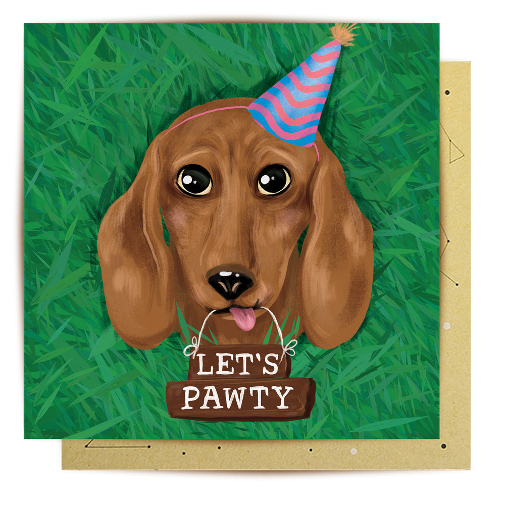 Greeting Card Lets Pawty Dachshund