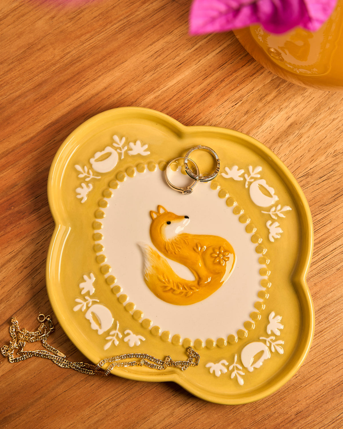 Retro Folk Stoneware Foxy Dish