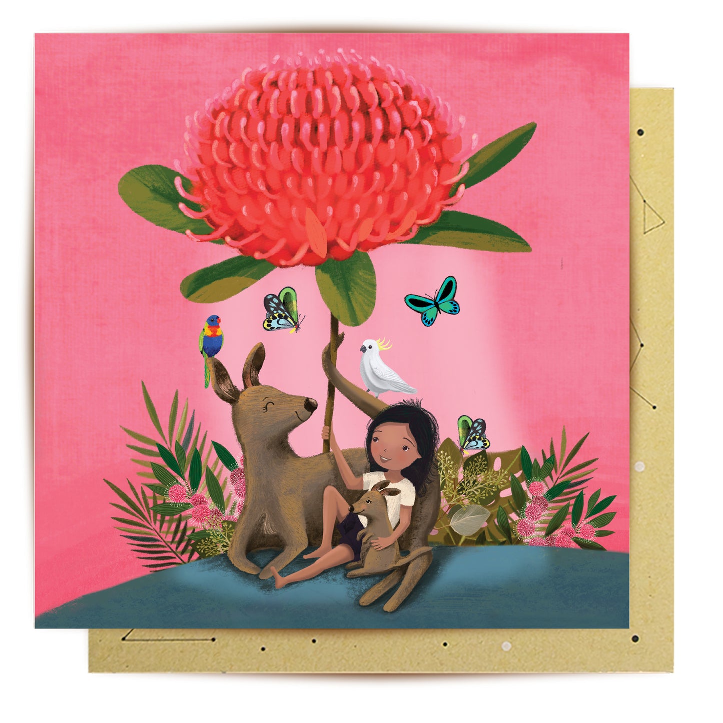 Greeting Card Waratah Girl