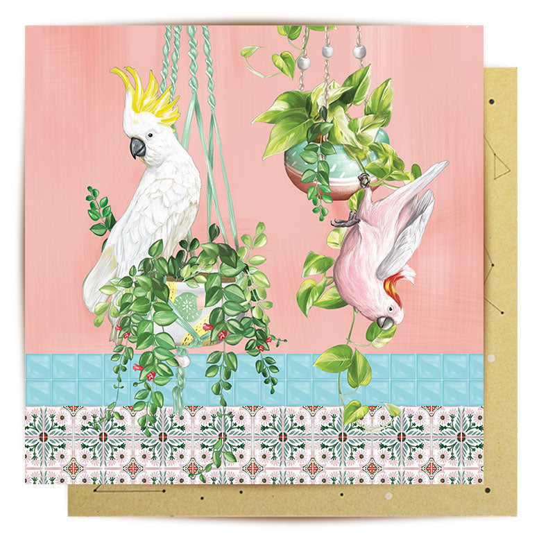Greeting Card Tropical Abode Cockatoos
