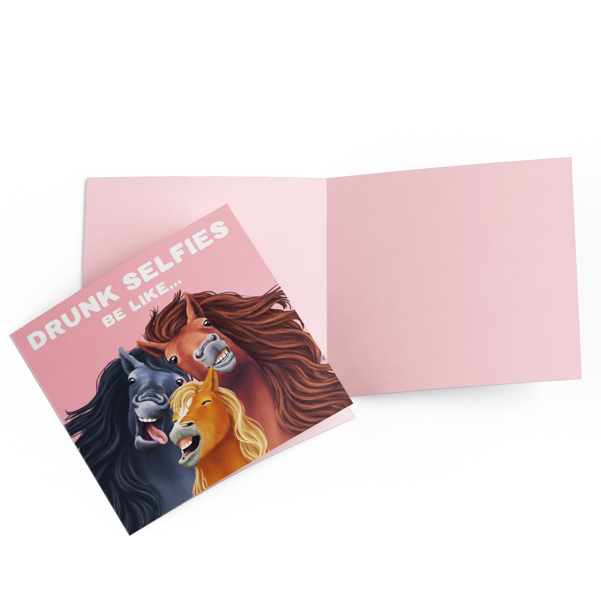 Greeting Card Selfie Horses