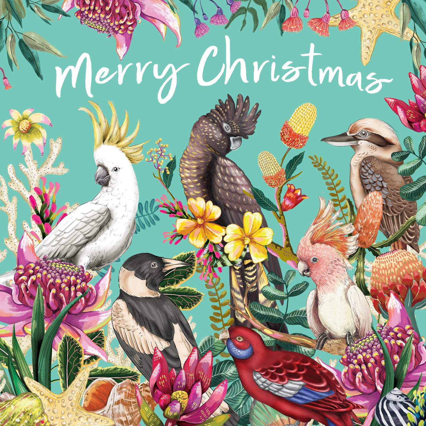 Greeting Card Floral Paradiso Merry Christmas