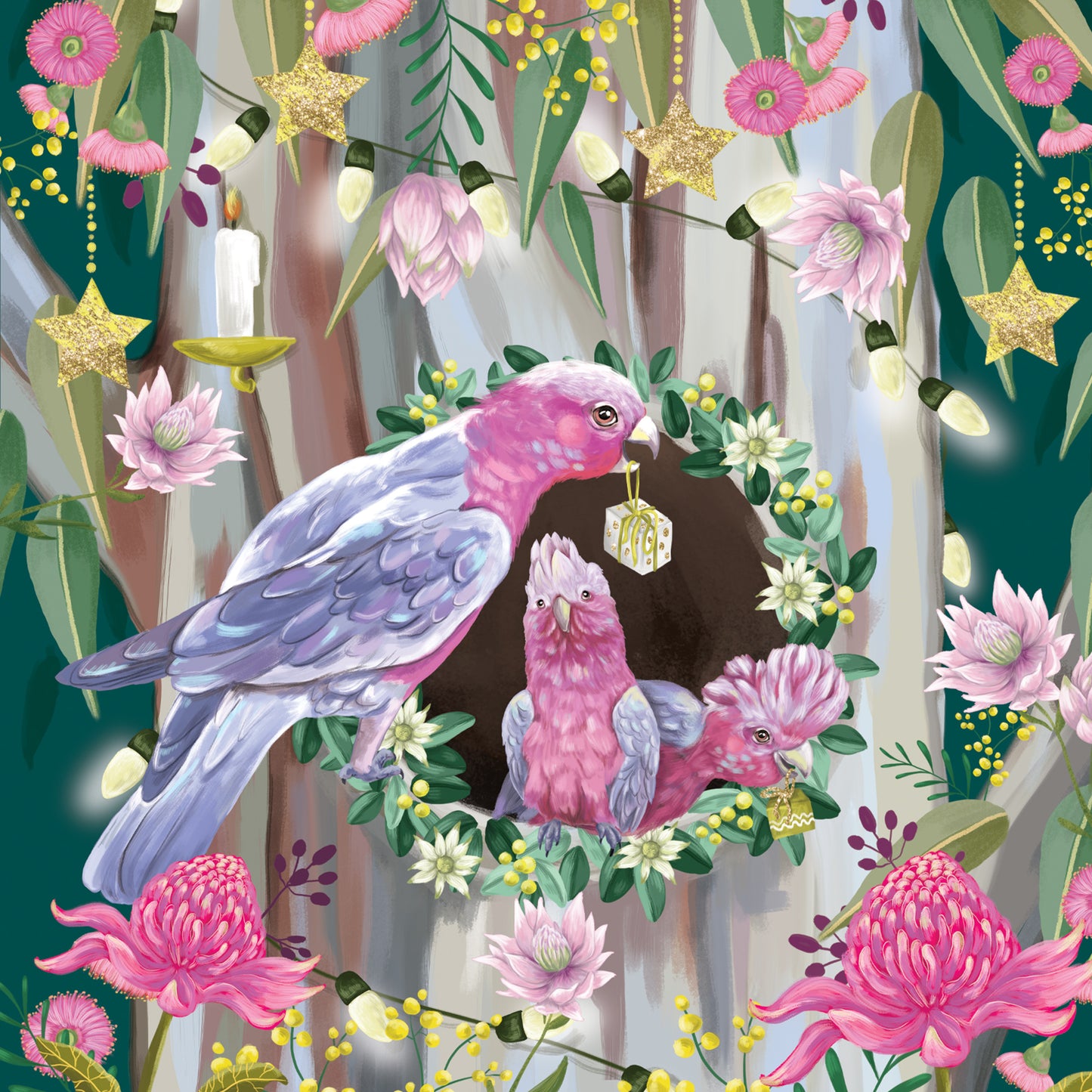Greeting Card At Home For Christmas Galah