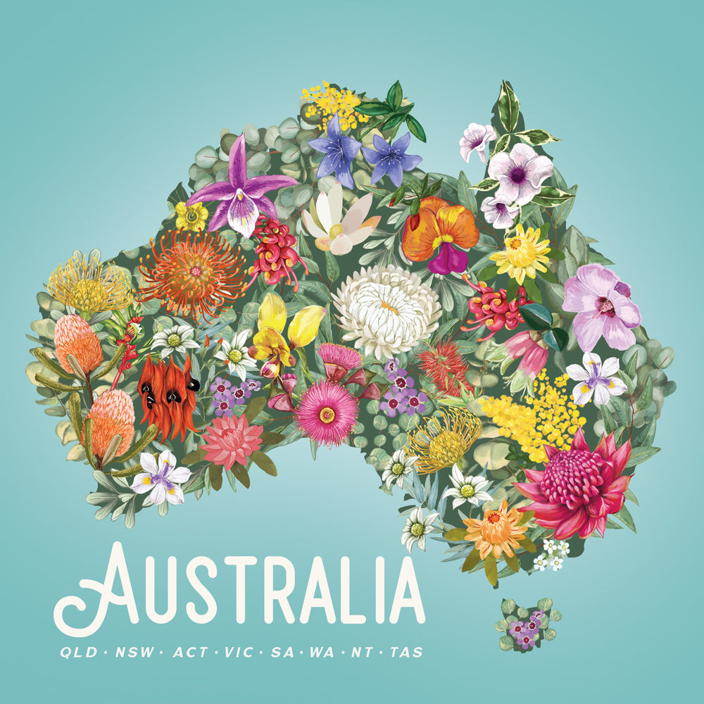 
                      
                        Greeting Card Australia Map Flowers
                      
                    