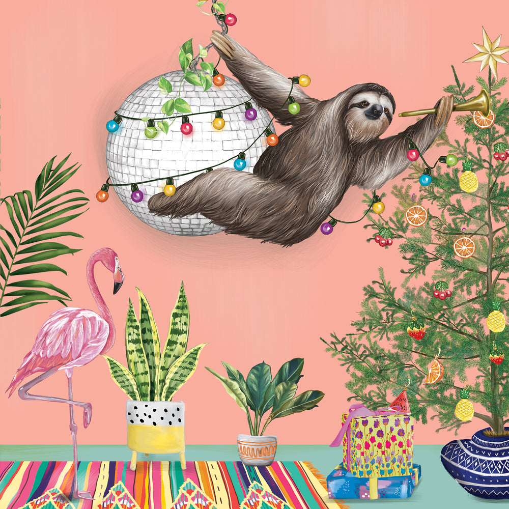 Greeting Card Tropical Abode Sloth
