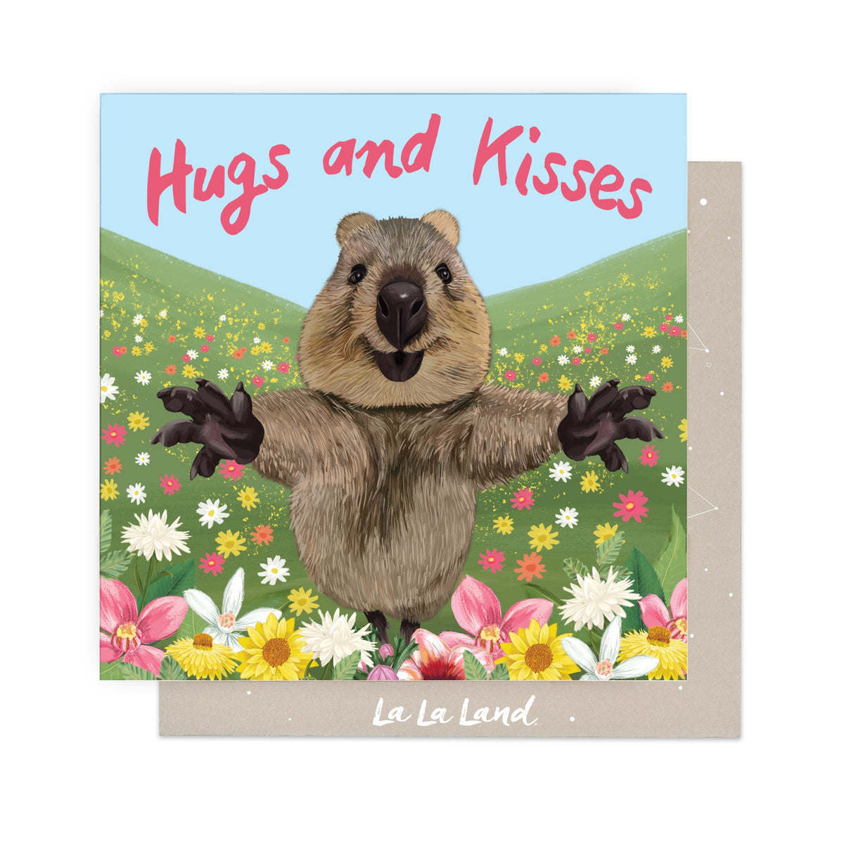 Greeting Card Quokka Hugs And Kisses