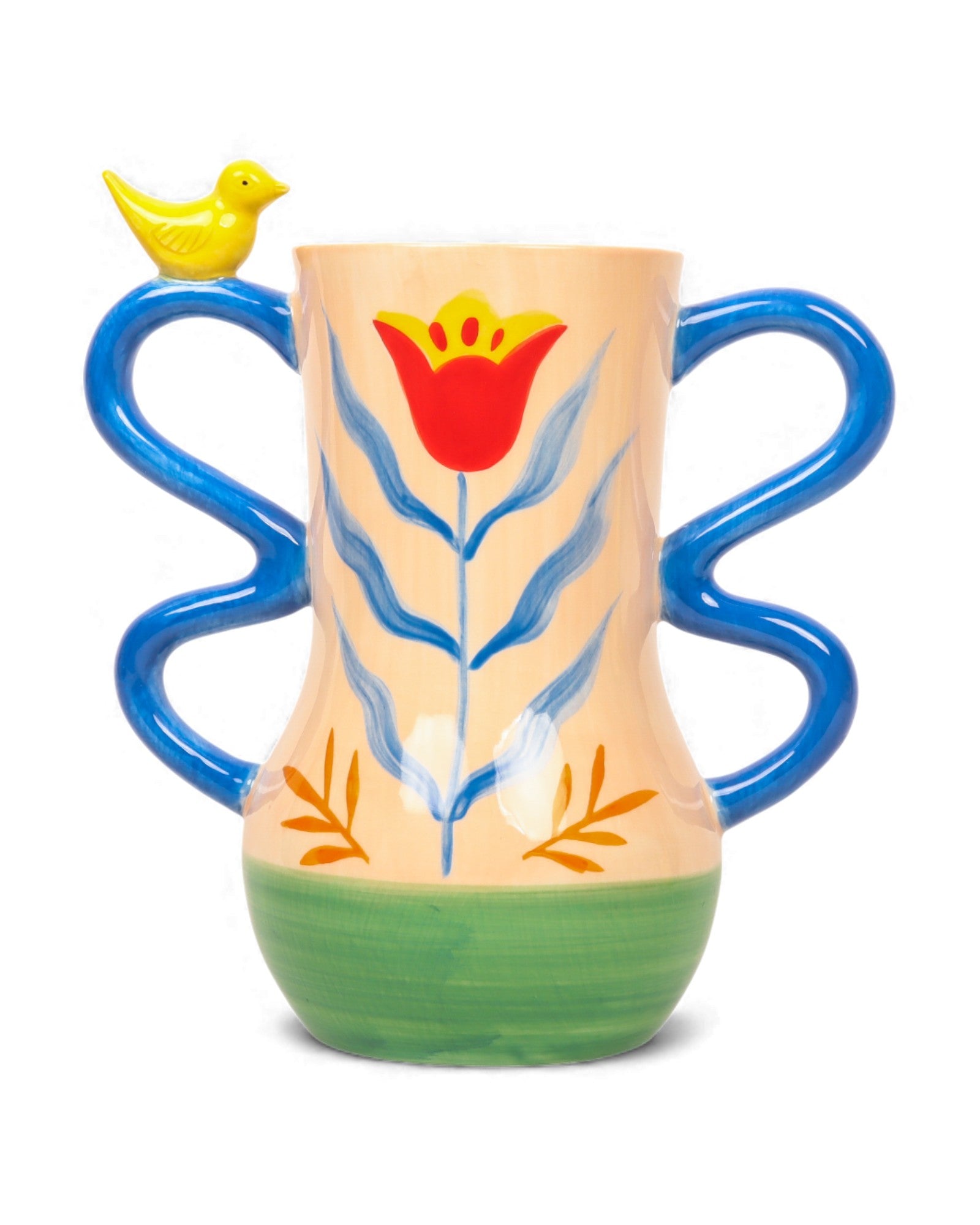 Retro Folk Stoneware Hand Painted Vase – La La Land