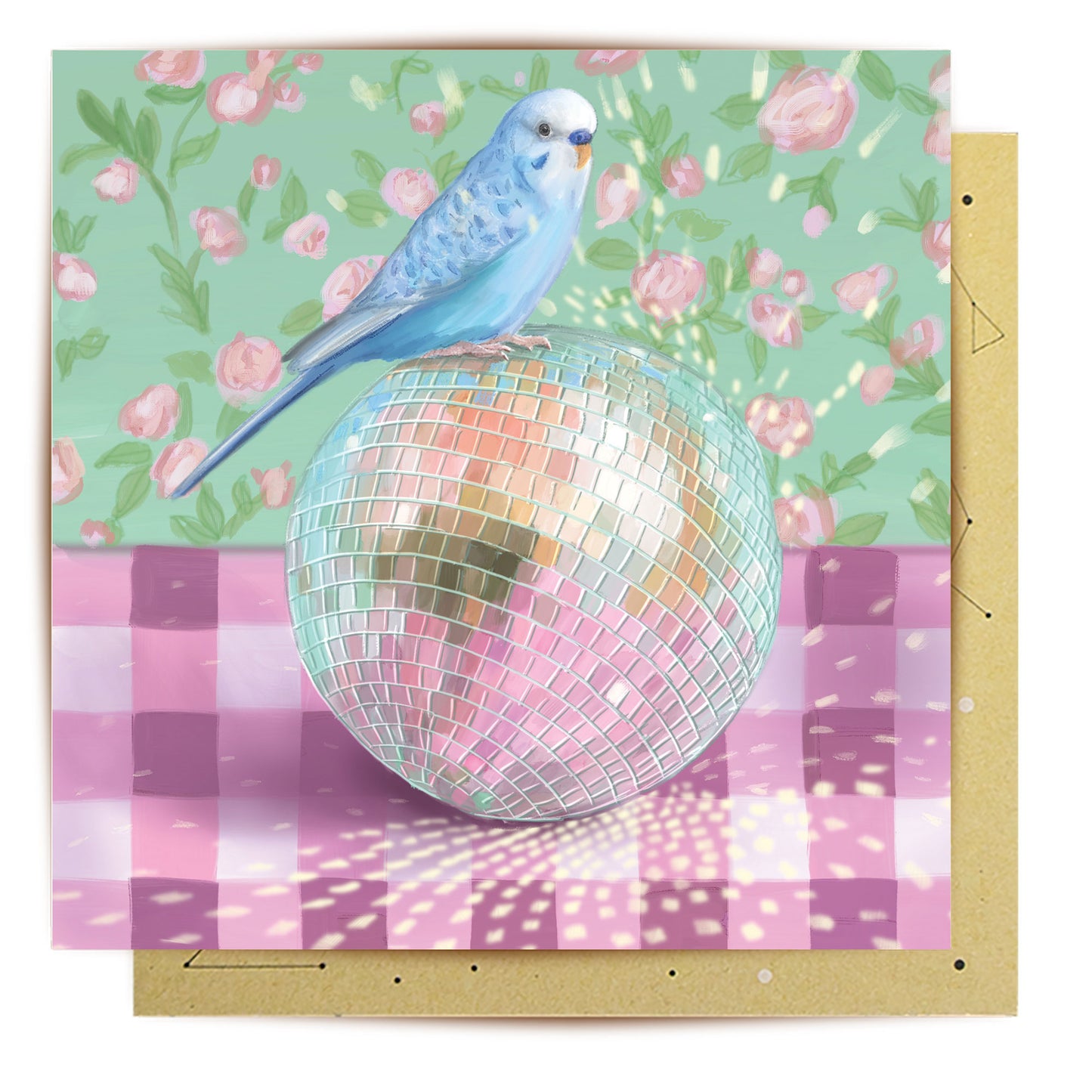 Greeting Card Disco Ball Budgerigar