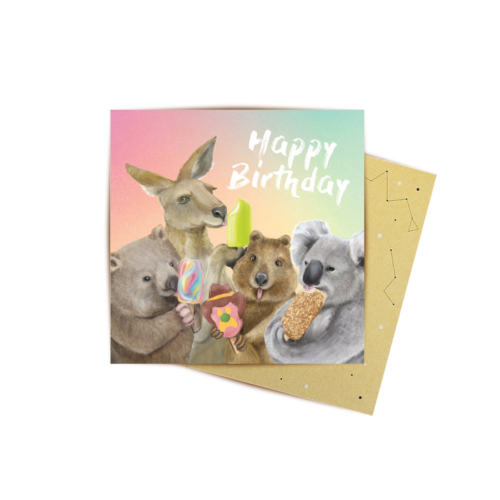 Mini Card Happy Birthday Ice Cream Critters