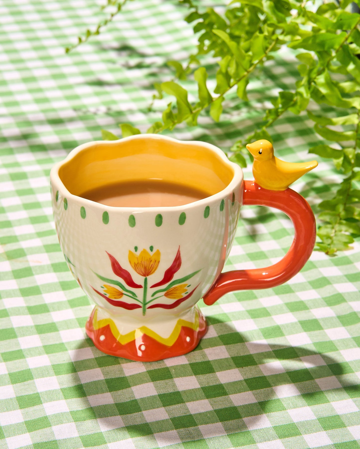Retro Folk Stoneware Hand Painted Mug