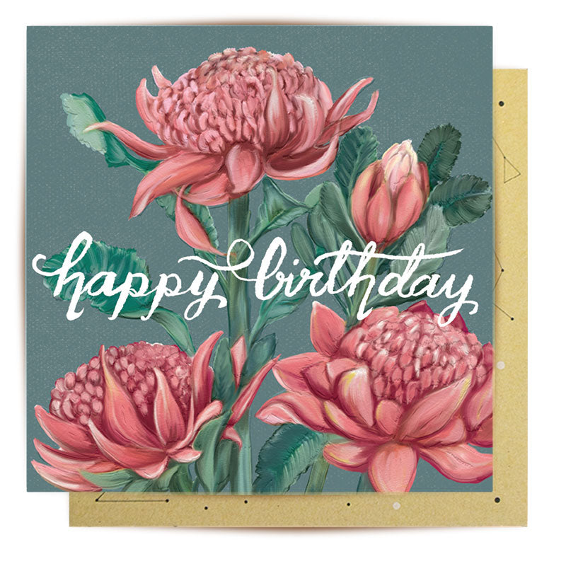 Greeting Card Birthday Waratah