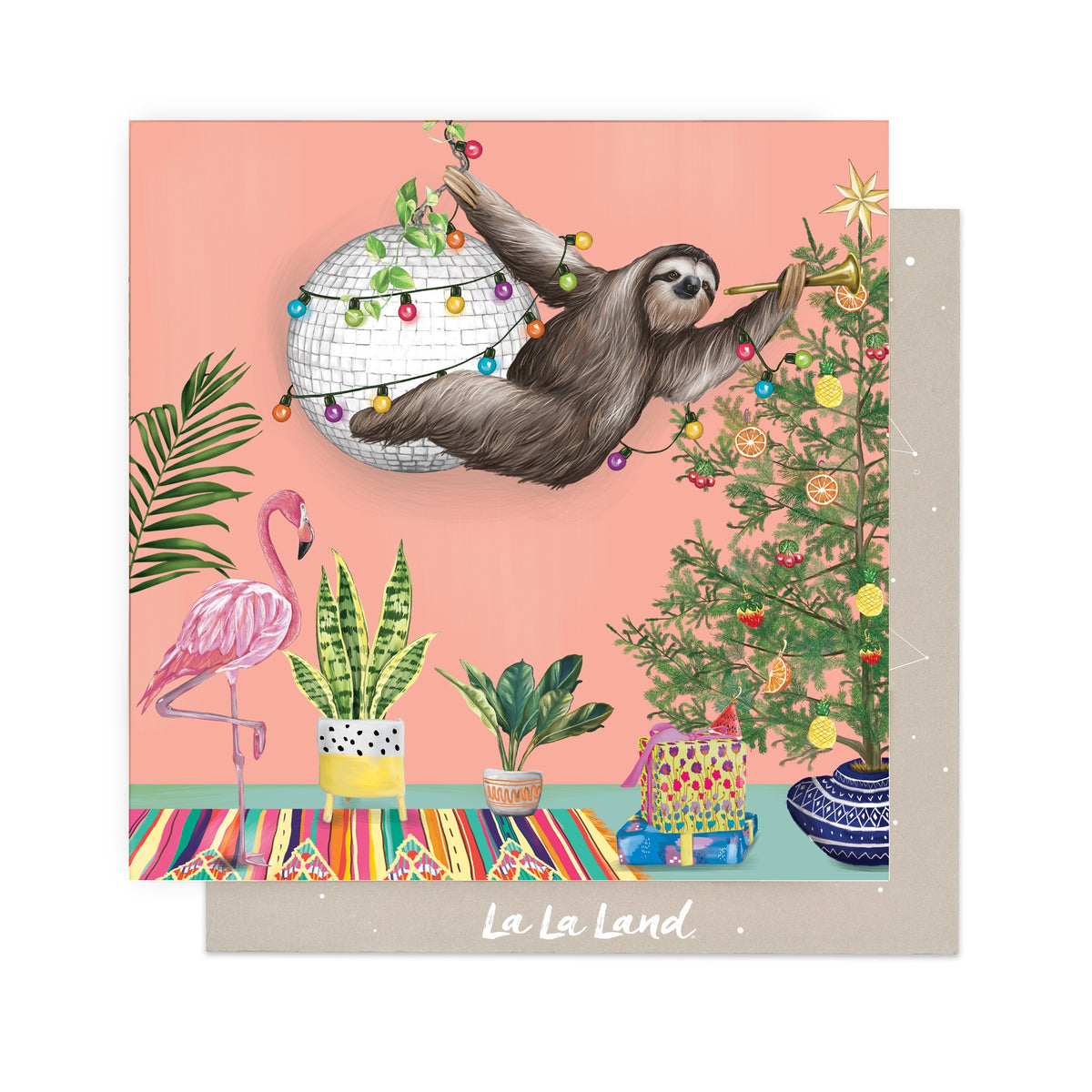Greeting Card Tropical Abode Sloth