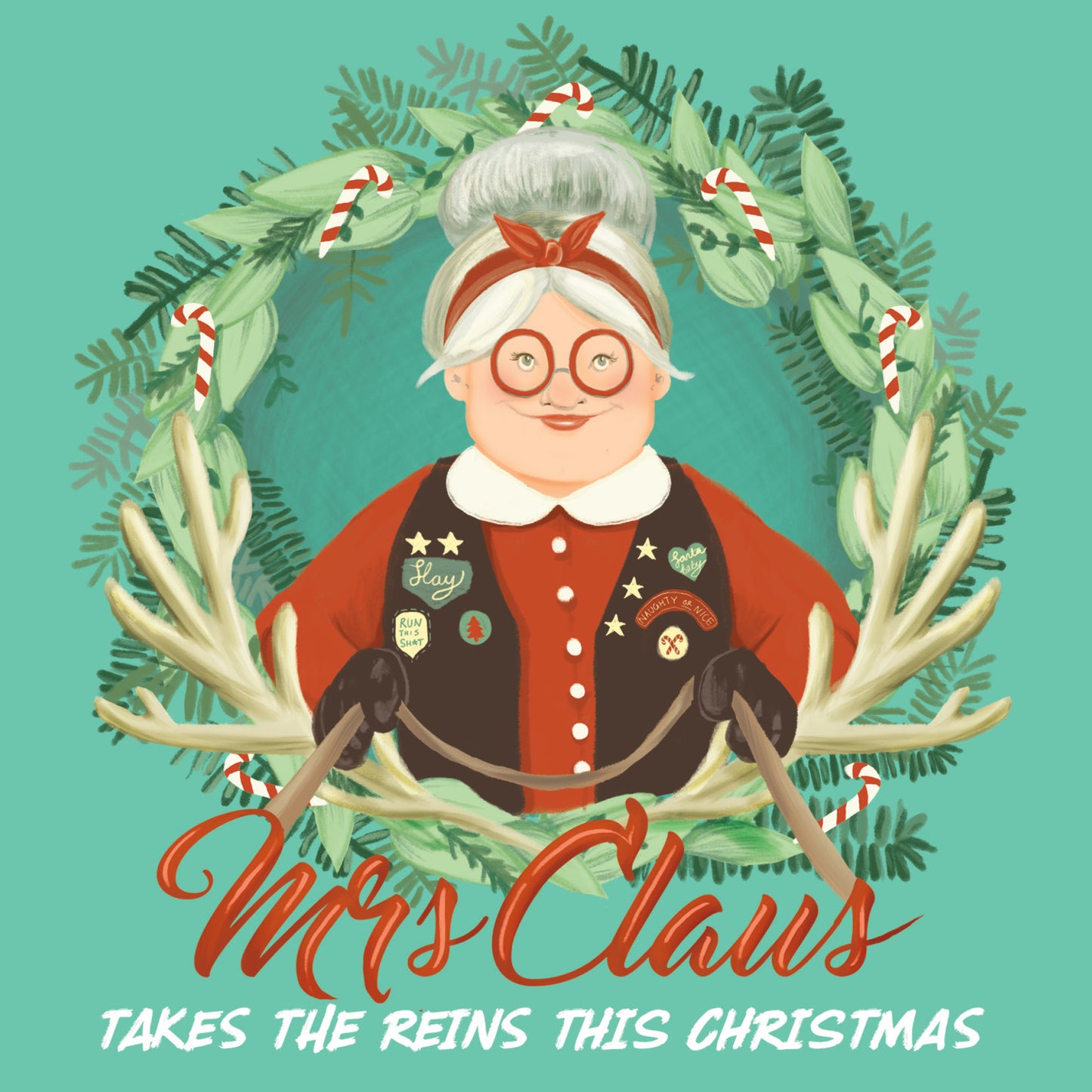 Greeting Card Mrs Claus Takes The Reins
