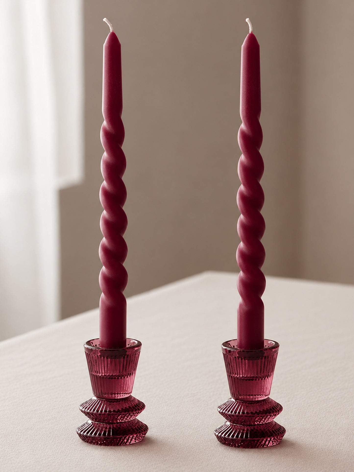 Spiral Taper Candle Merlot Red