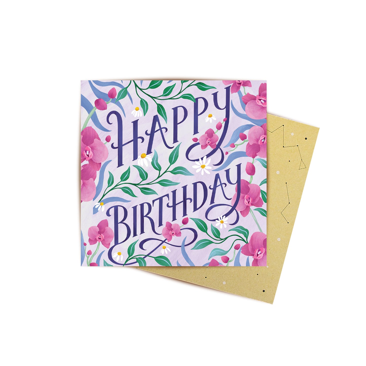 Mini Card Daisy Orchid Birthday