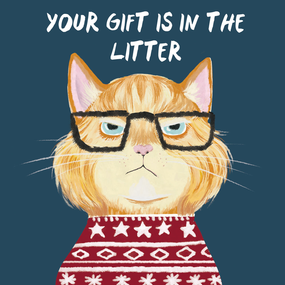 Greeting Card Grumpy Christmas Cat