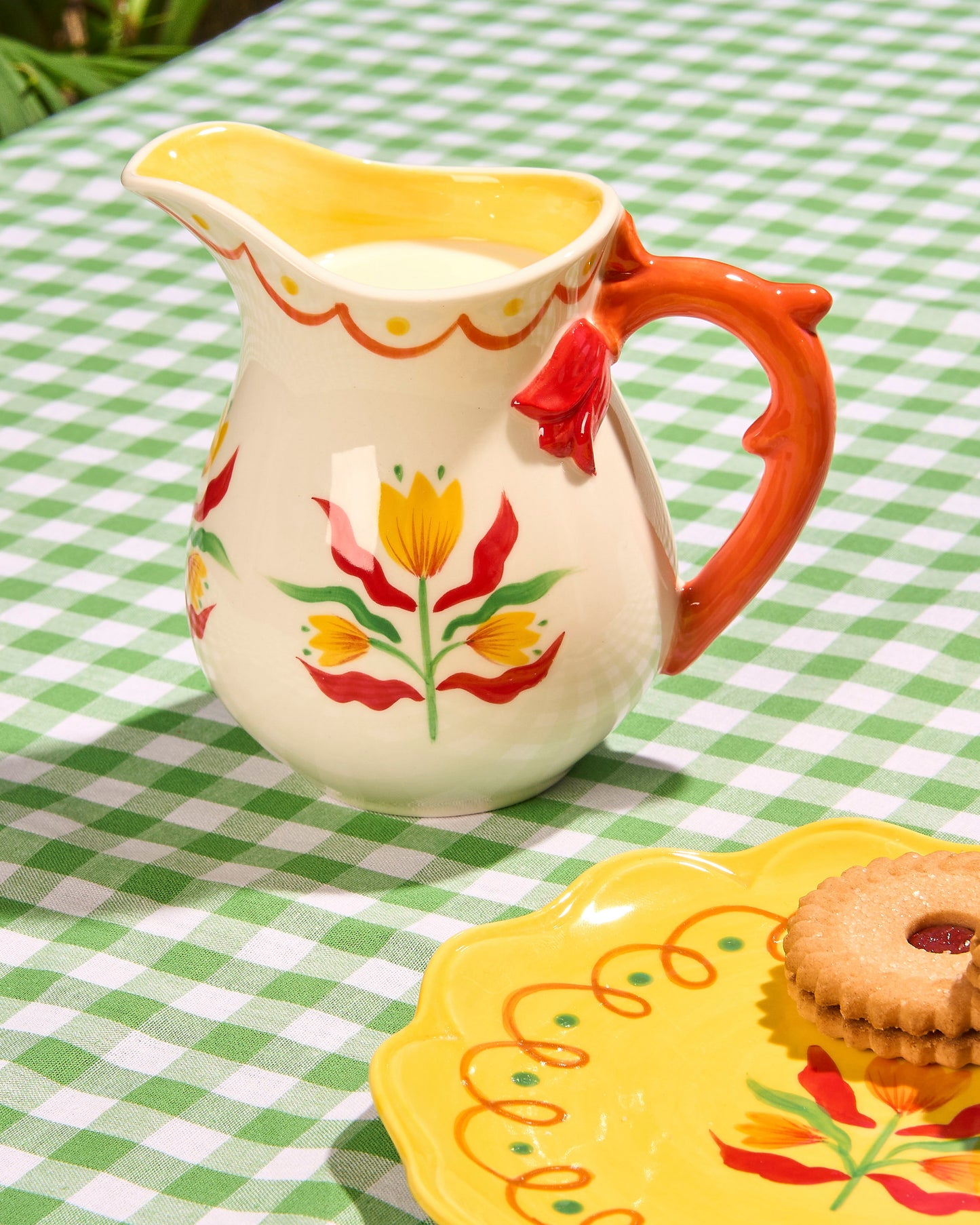 Retro Folk Stoneware Milk Jug