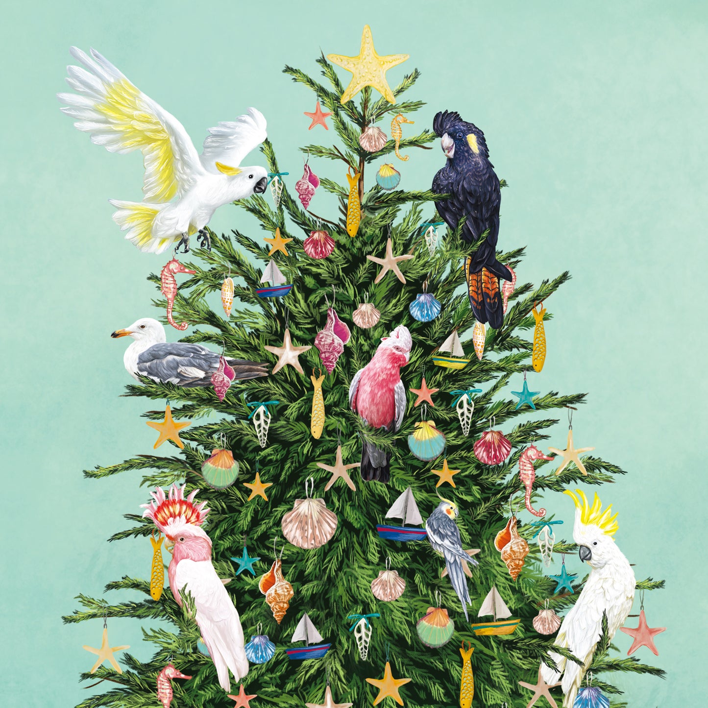 Greeting Card Coastal Christmas Tree