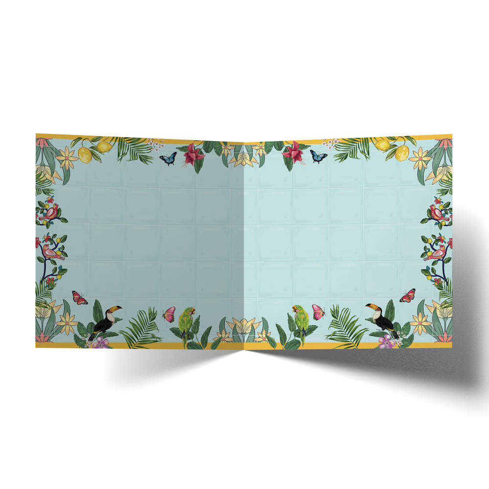 Greeting Card Mexican Folklore Blue Tiles