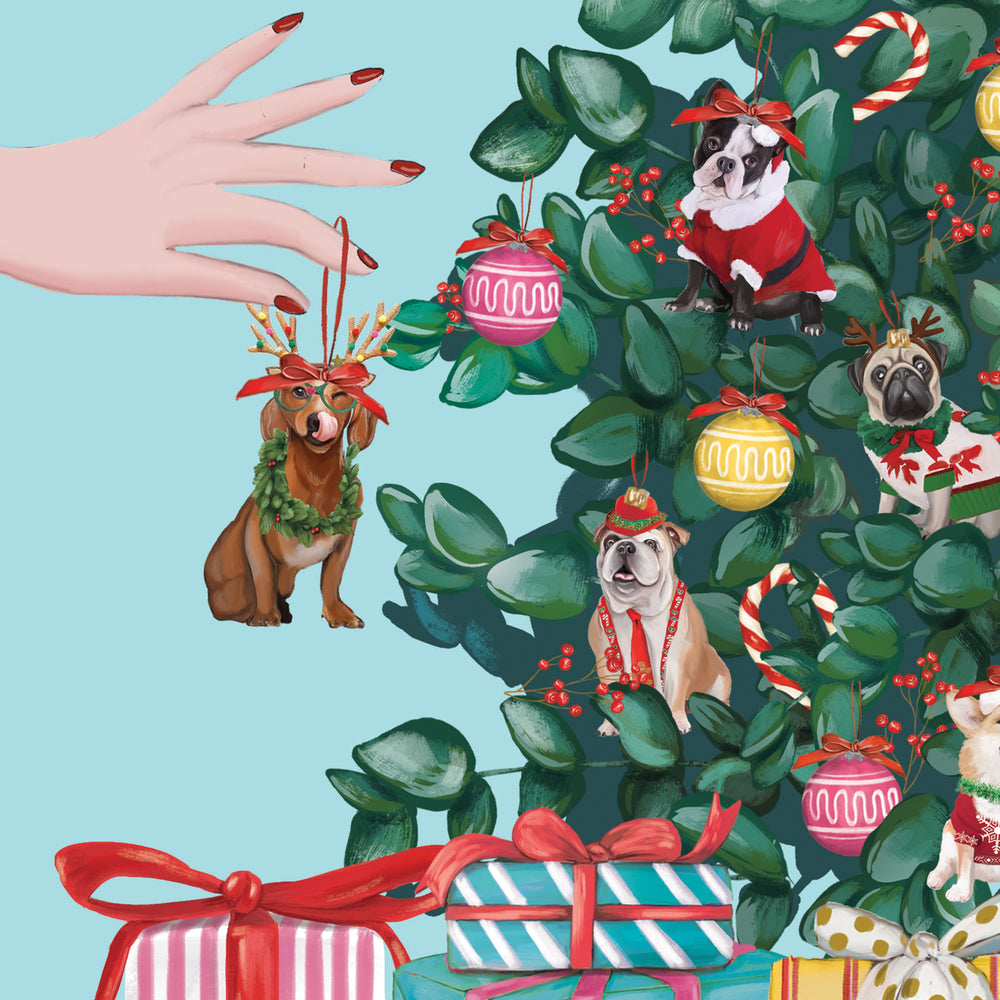 Greeting Card Doggy Christmas Tree