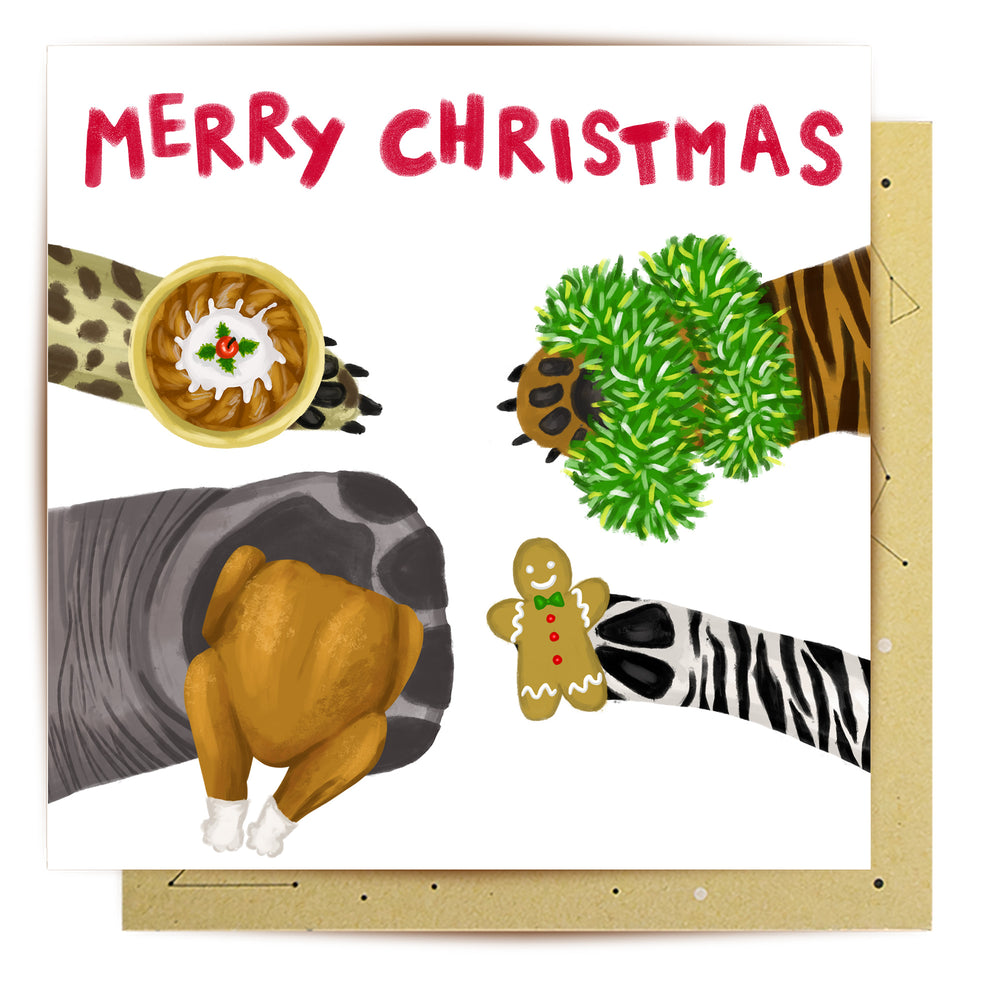 Greeting Card Paws Christmas