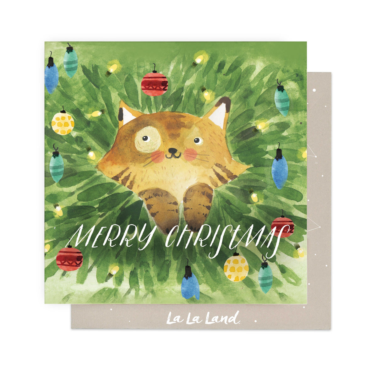 Greeting Card Merry Christmas Cat