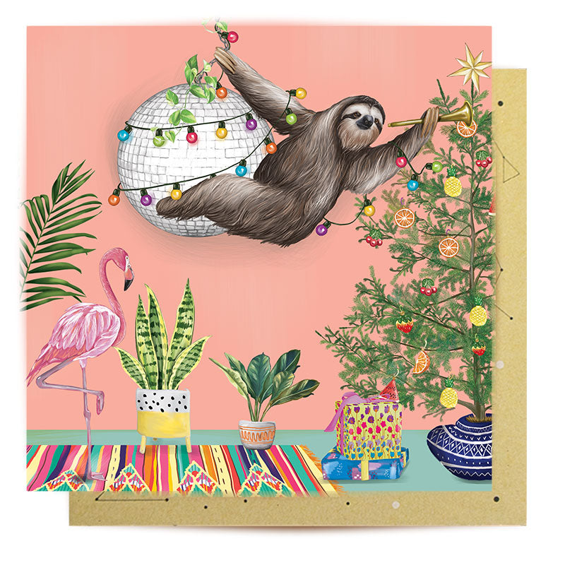 Greeting Card Tropical Abode Sloth