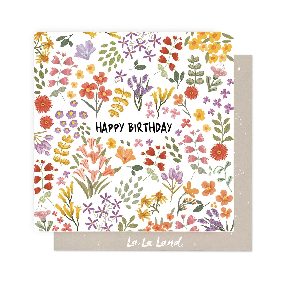 Greeting Card Happy Birthday Tiny Flowers