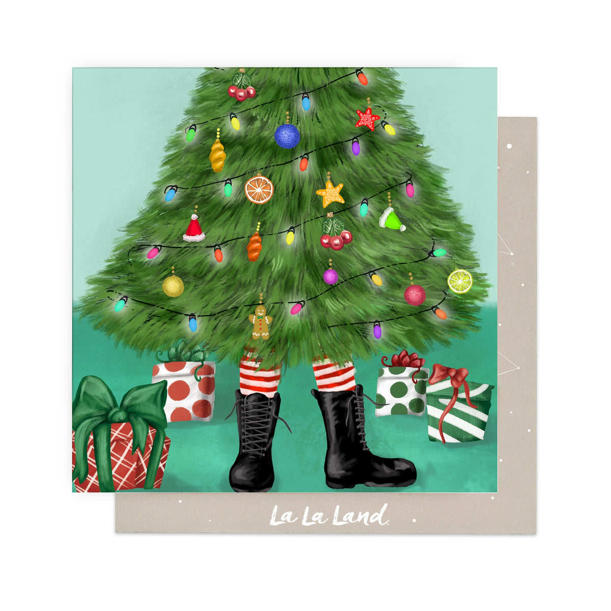 Greeting Card Tree with boots