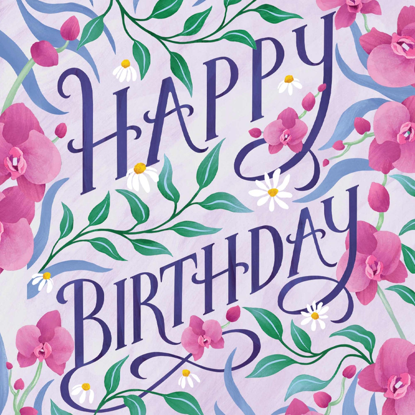 Mini Card Daisy Orchid Birthday