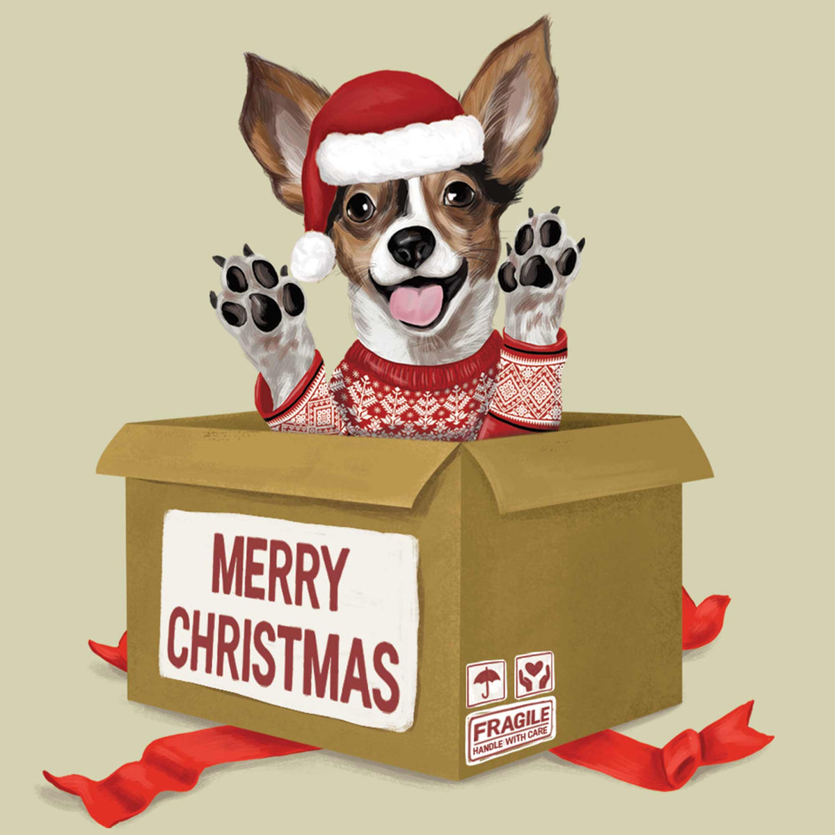 Mini Card Merry Boxed Puppy