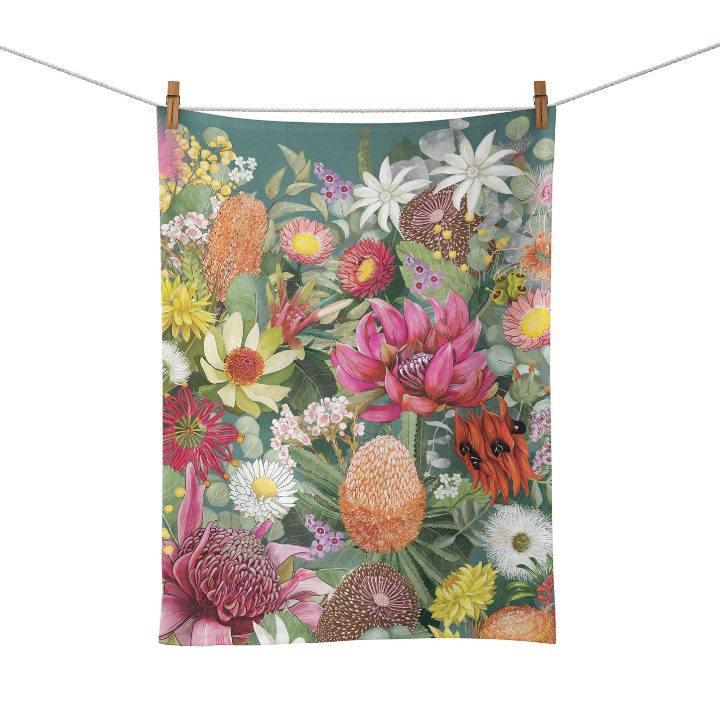 Cotton Tea Towel Australian Wildflowers