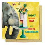 Greeting Card Rainbow Elephant