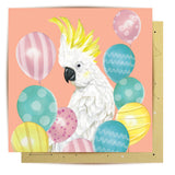 Greeting Card White Cockatoo Balloons
