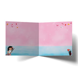 Greeting Card Paper Boat With Butterflies