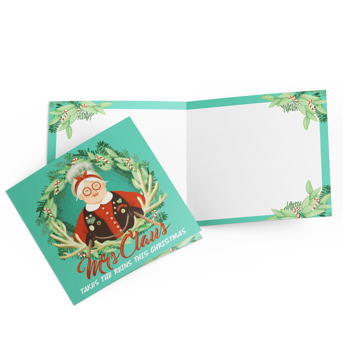 Greeting Card Mrs Claus Takes The Reins