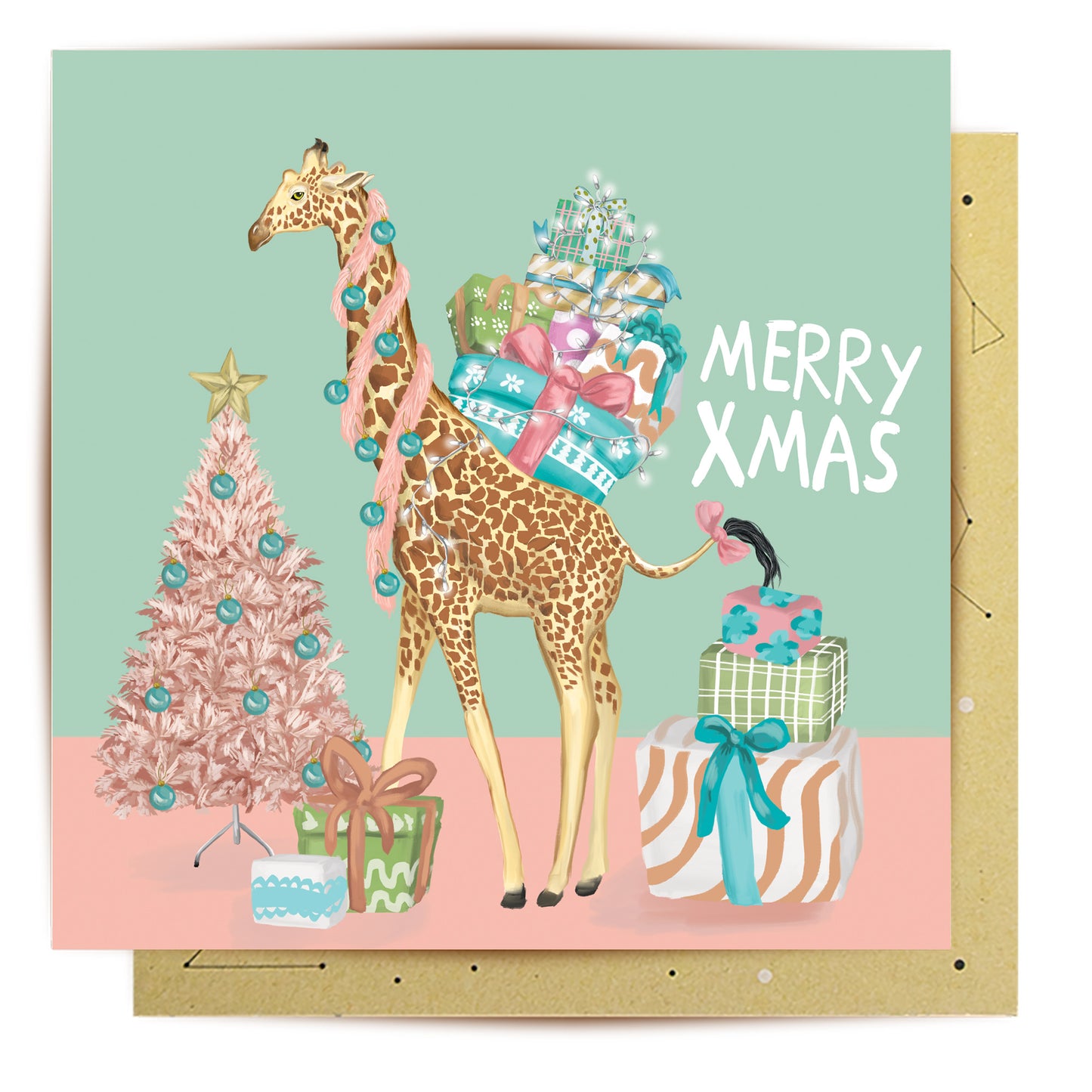 Greeting Card Merry Xmas Giraffe