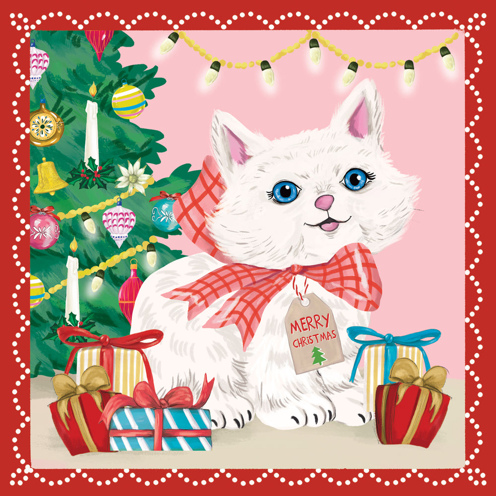 
                      
                        Greeting Card Vintage White Cat Merry Christmas
                      
                    