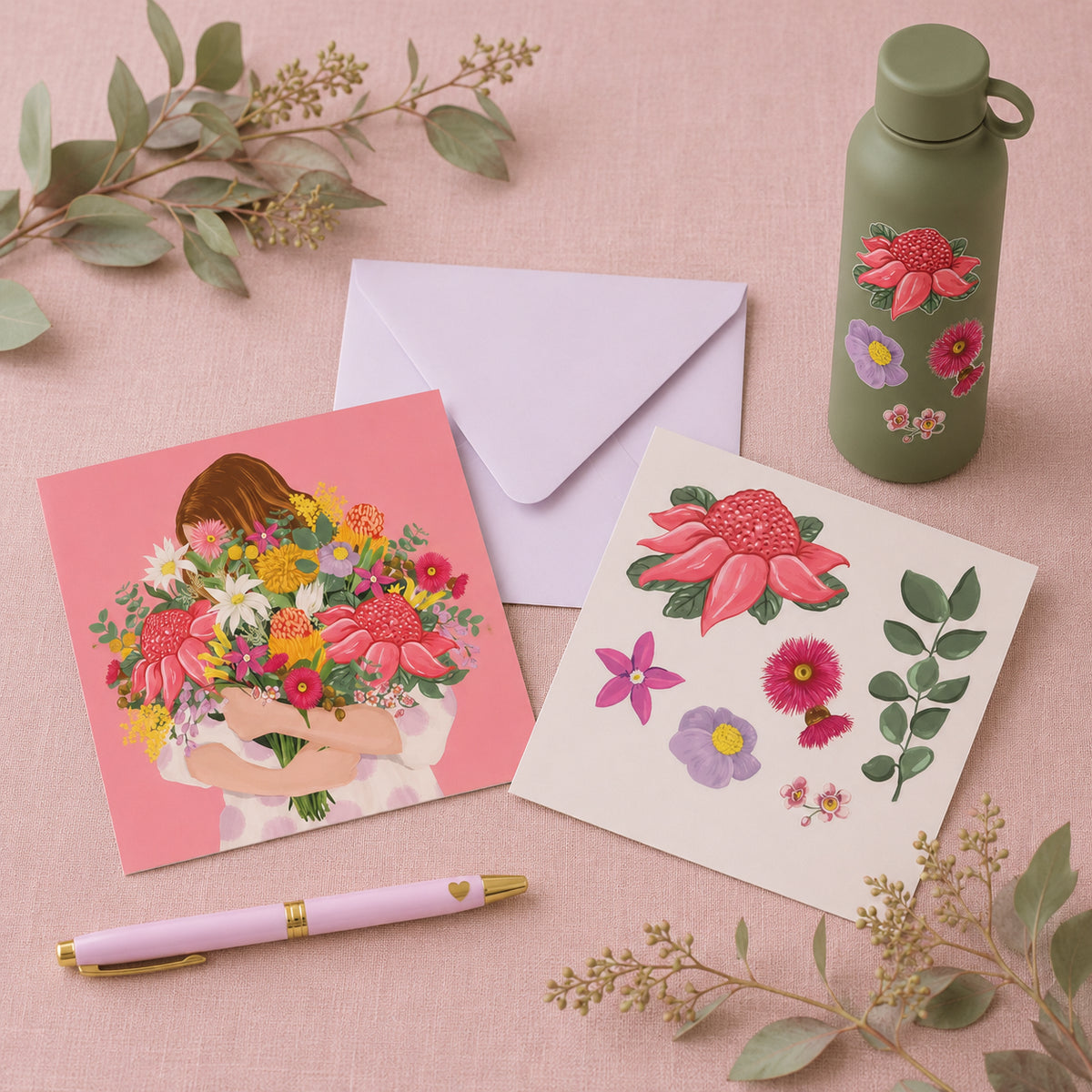 Sticker Card Bouquet Hug