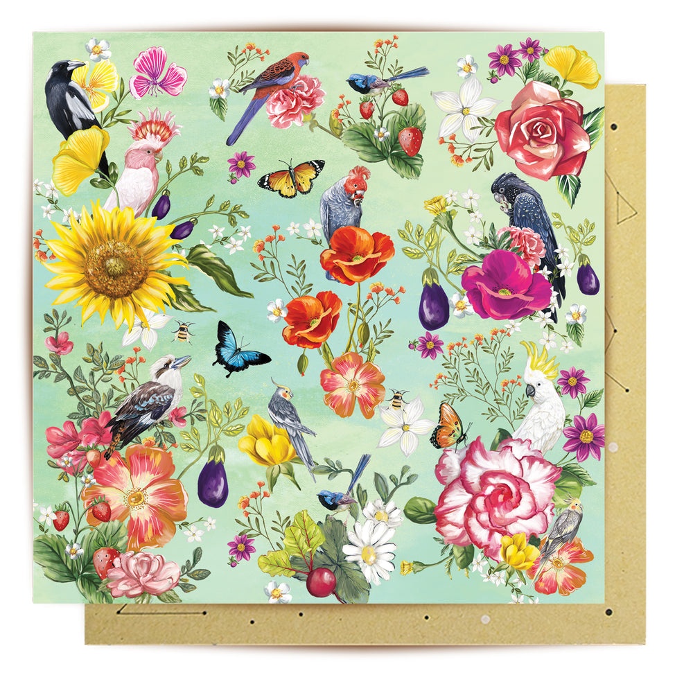 Greeting Card Secret Garden Birds