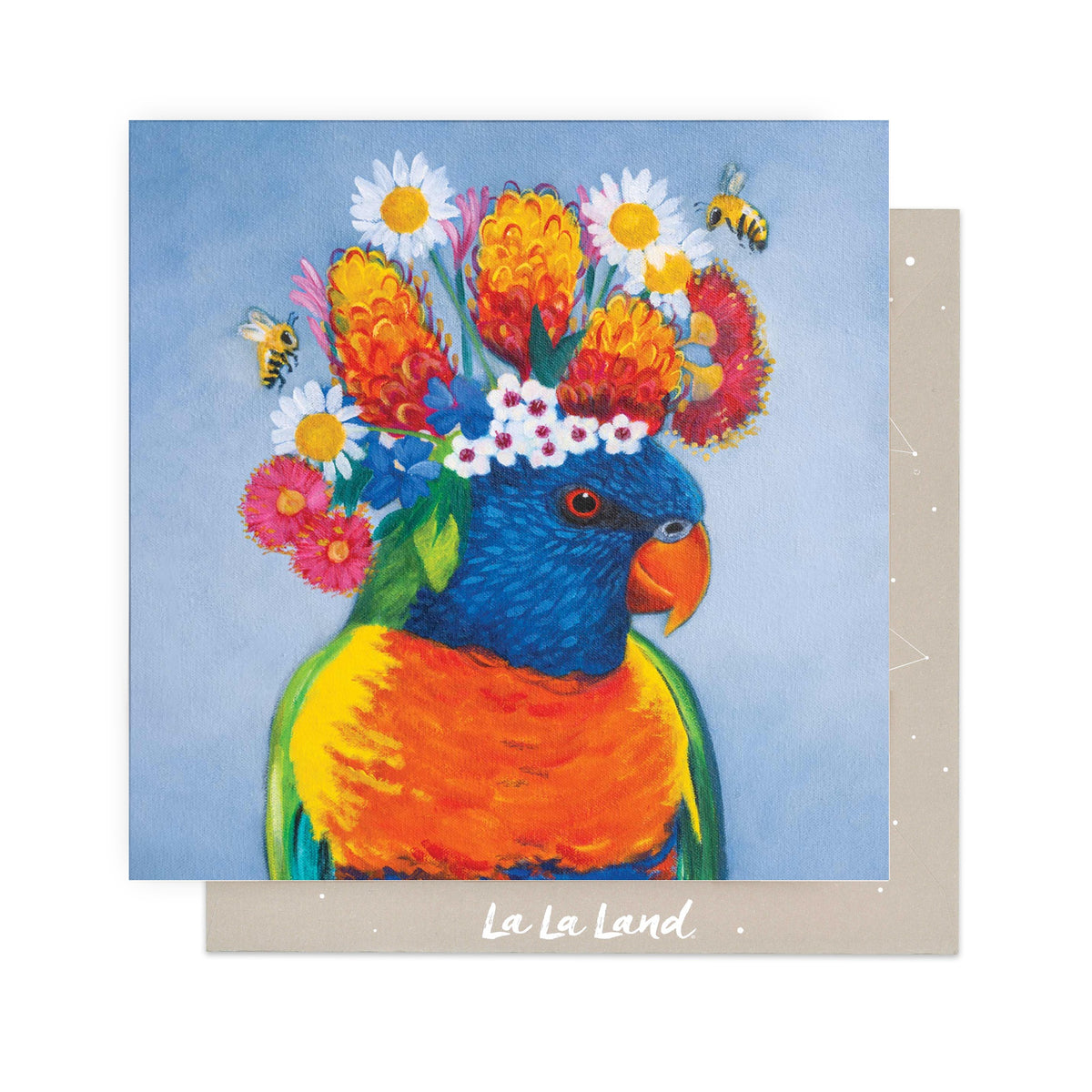 Greeting Card Floral Rainbow Lorikeet