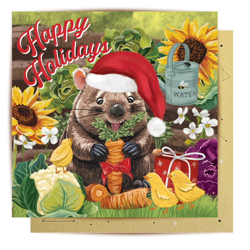 Greeting Card Santa Wombat