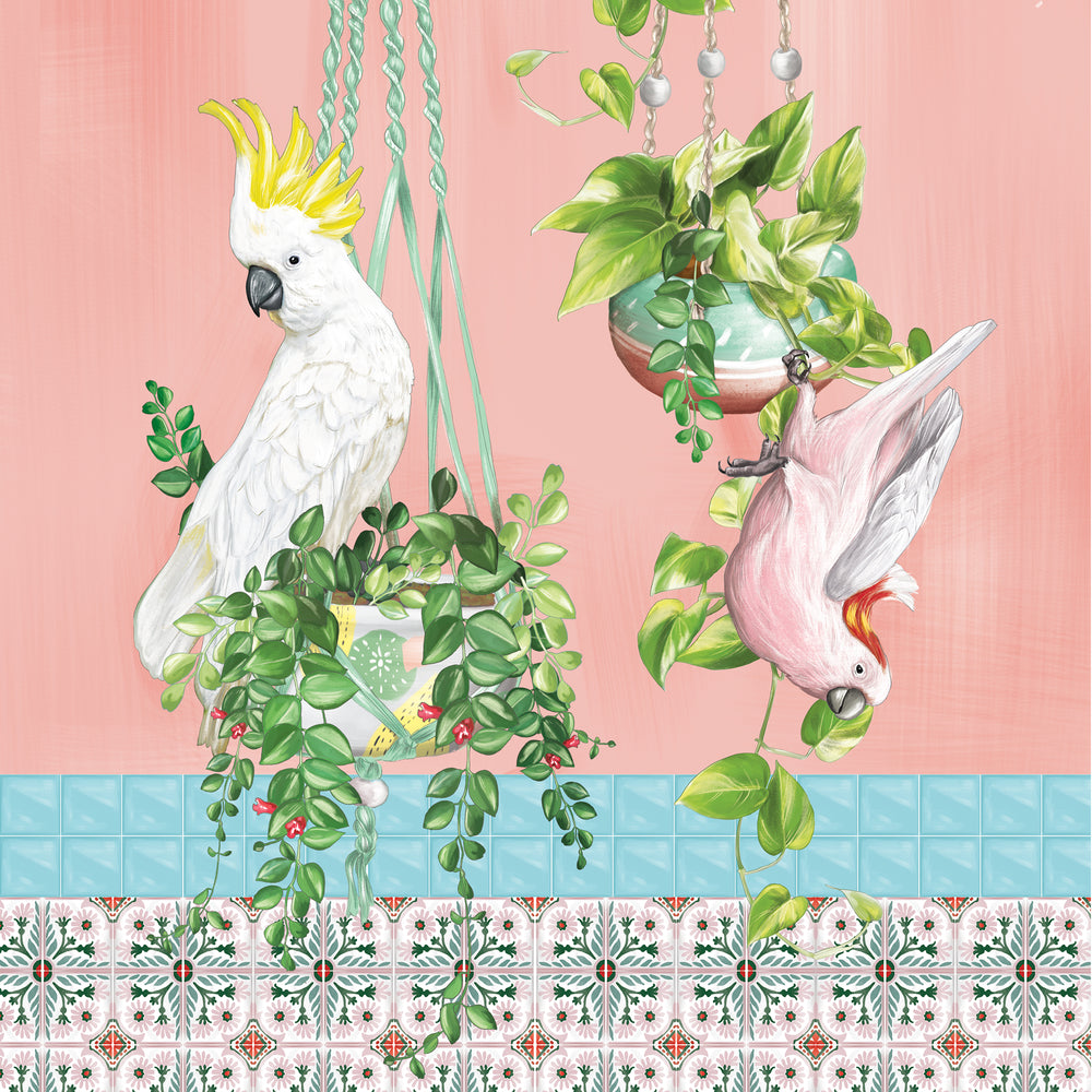 Greeting Card Tropical Abode Cockatoos