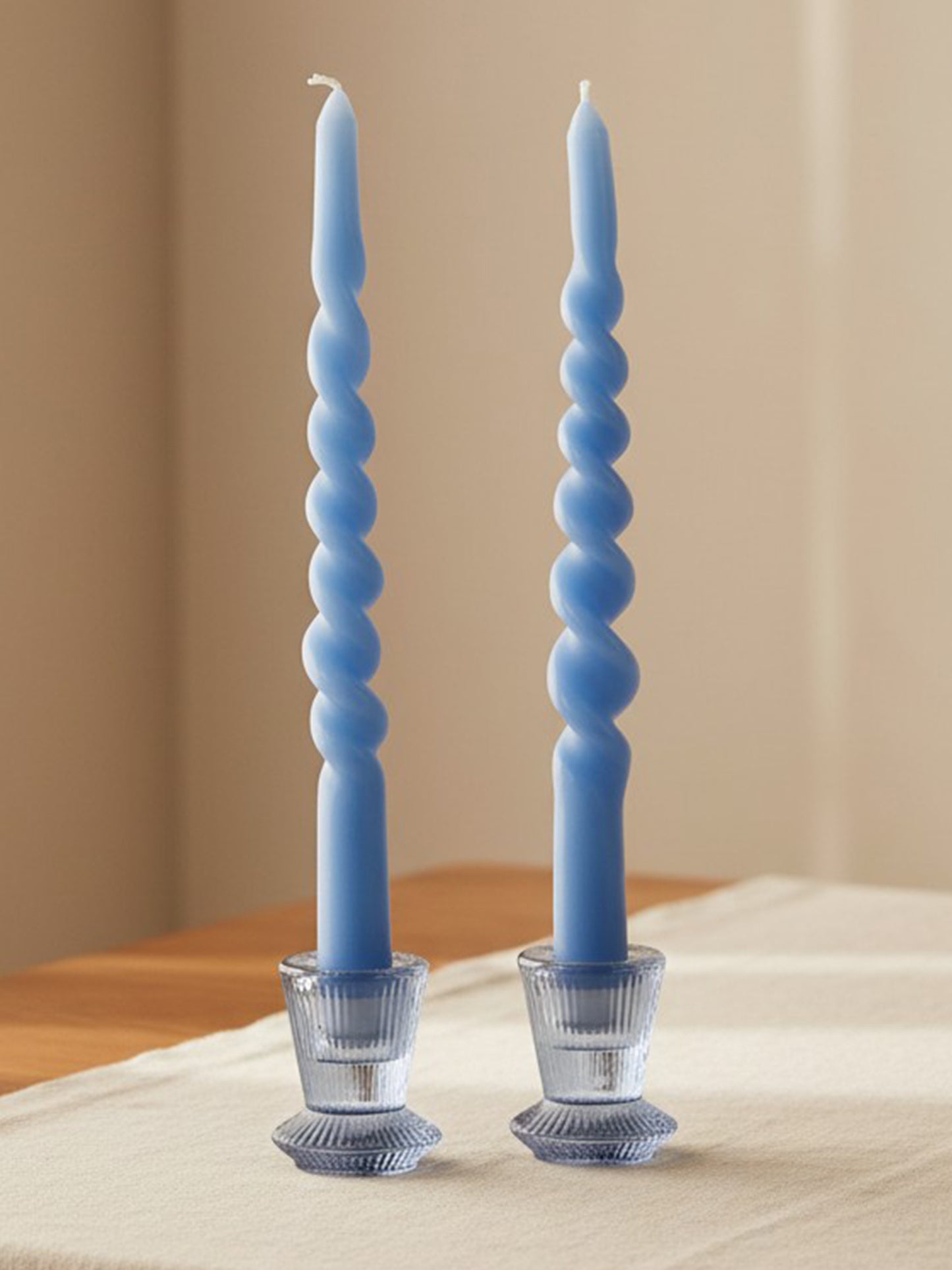 Spiral Taper Candle Cerulean Blue