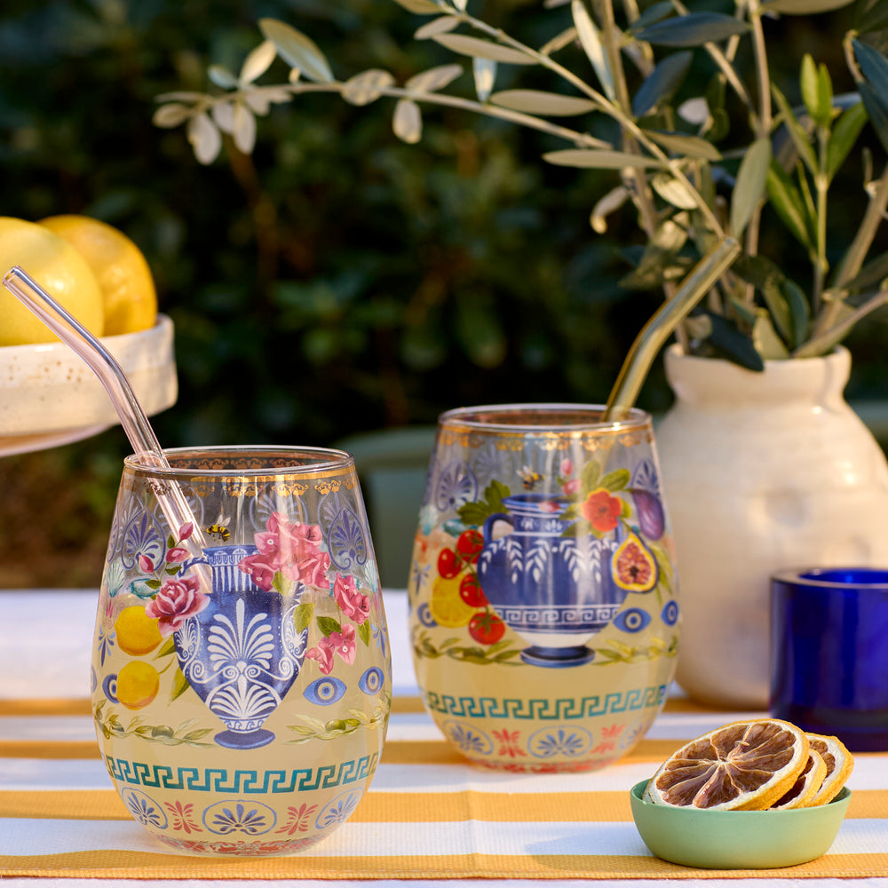 Glass Tumbler Set Mediterranean Summer (Set of 2 glasses)