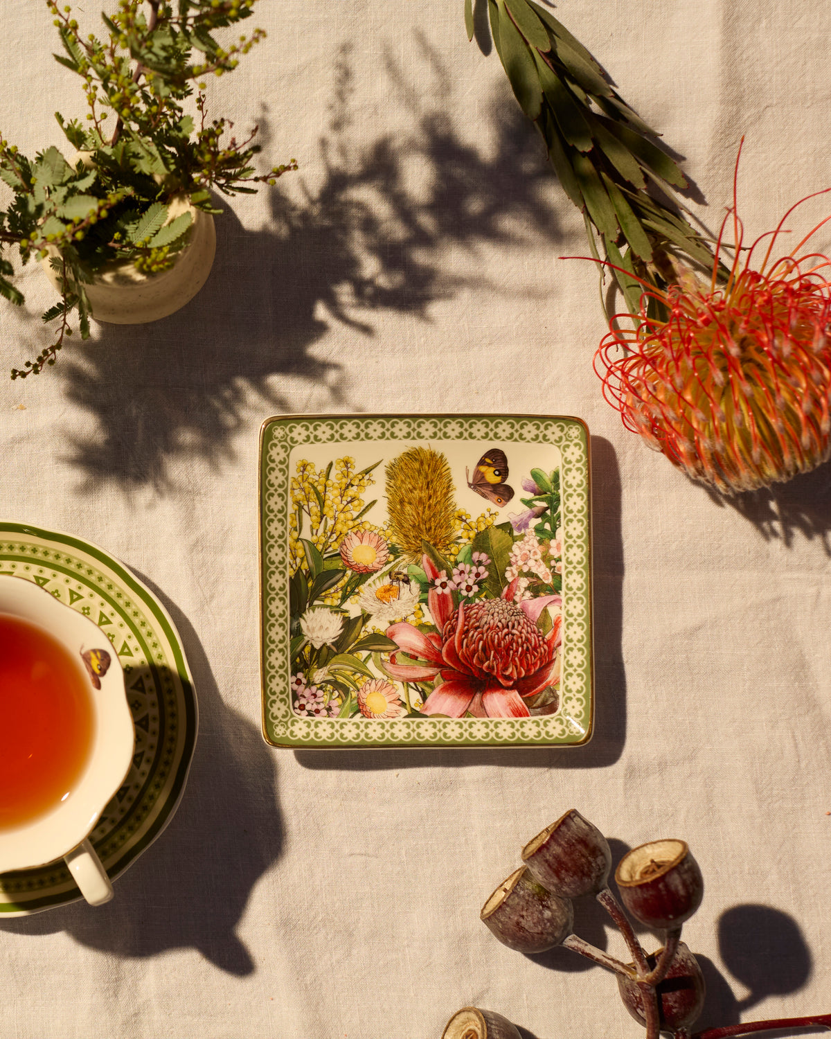 Square Trinket Tray Botanical Blooms