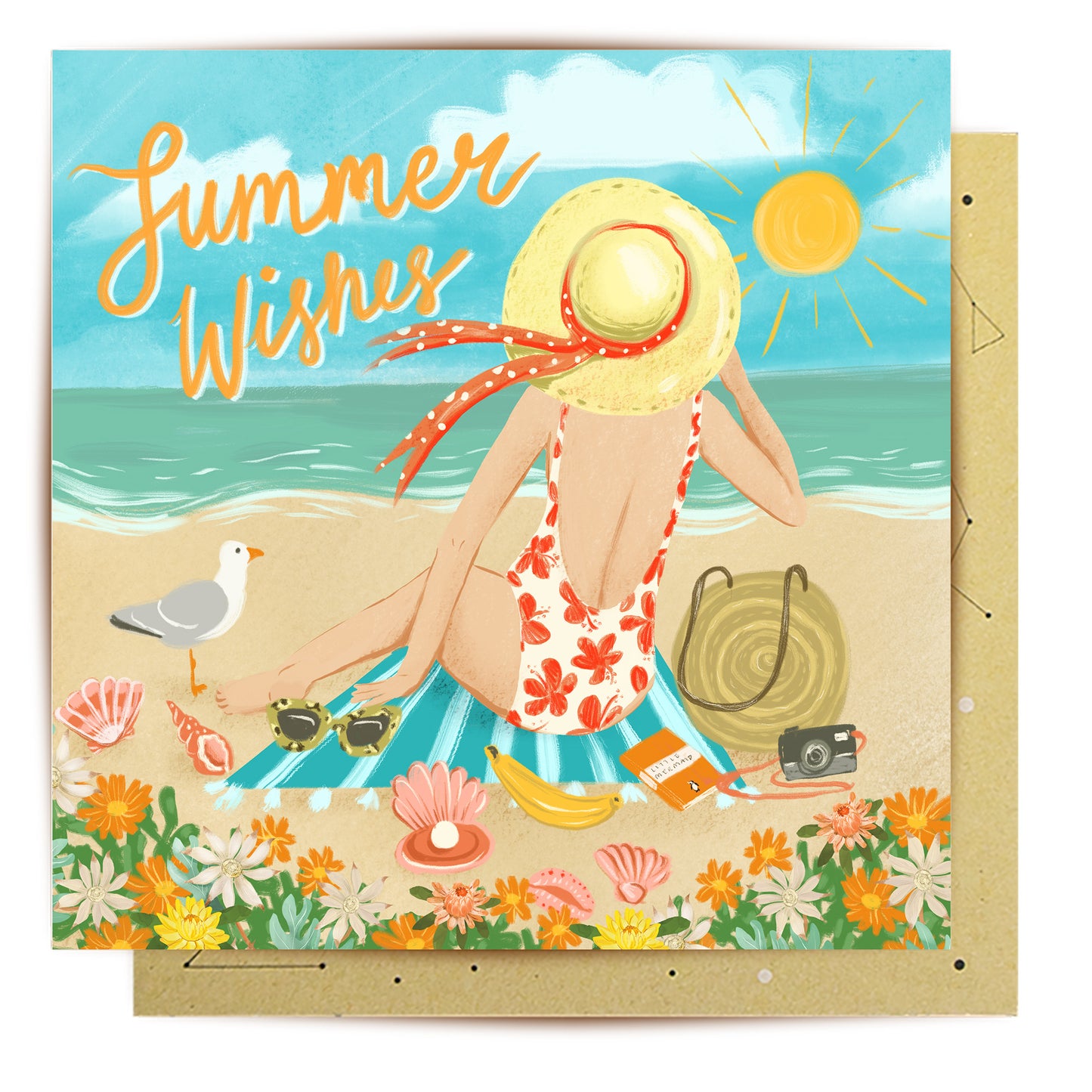 Greeting Card Summer Wishes Beach