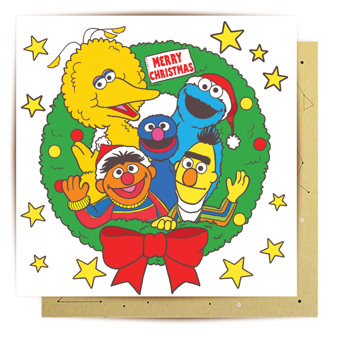 Greeting Card Sesame Street Wreath